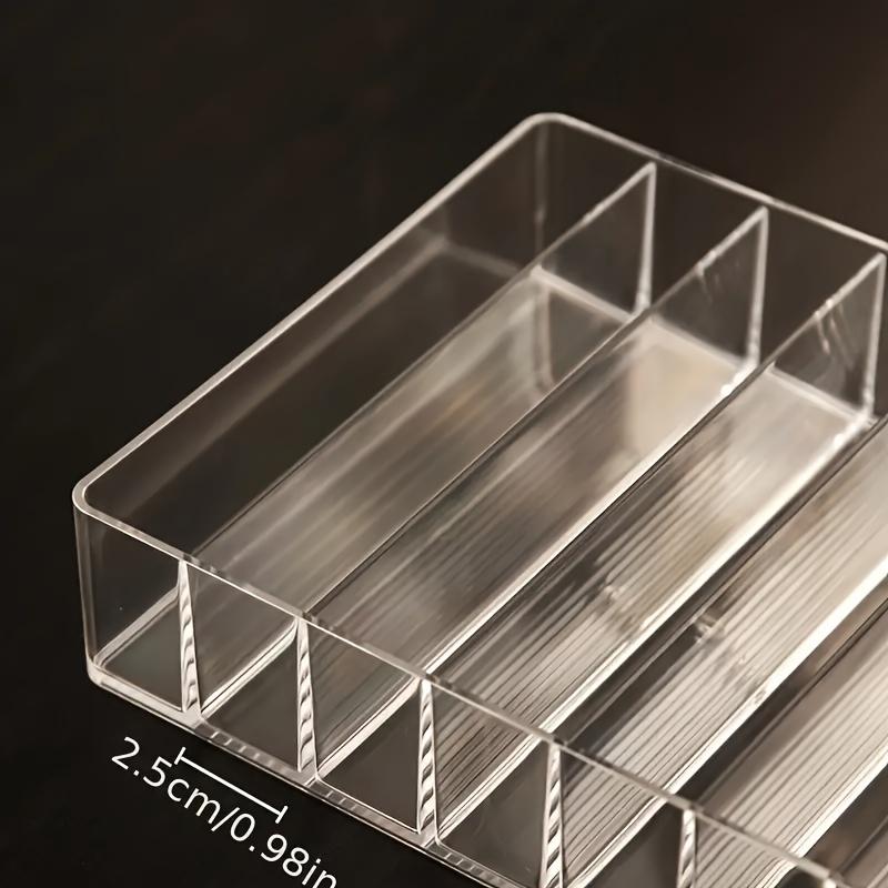 1pc Transparent Cosmetic Organizer Tray - Durable Plastic Makeup Storage Box with Multi-Compartment for Eyeshadow, Blush, Lipstick