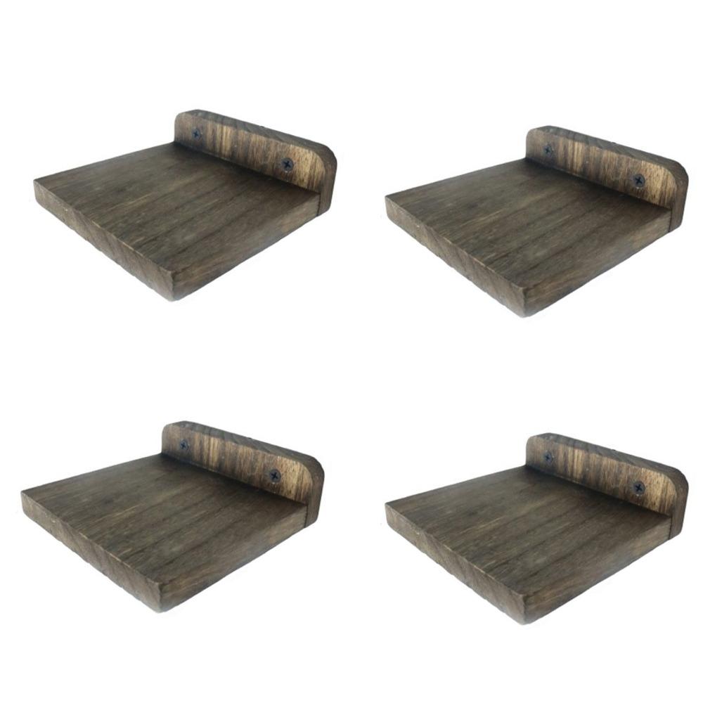 4PCS Rustic Small Floating Shelves Wood Wall Storage Rack Wall Mounted Shelves Living Room коричневый