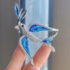 Exquisite Fashion Full Zircon Enamel Swallow Bit Branch Brooches for Women Creativity Crystal Bird Pin Party Jewelry Accessory