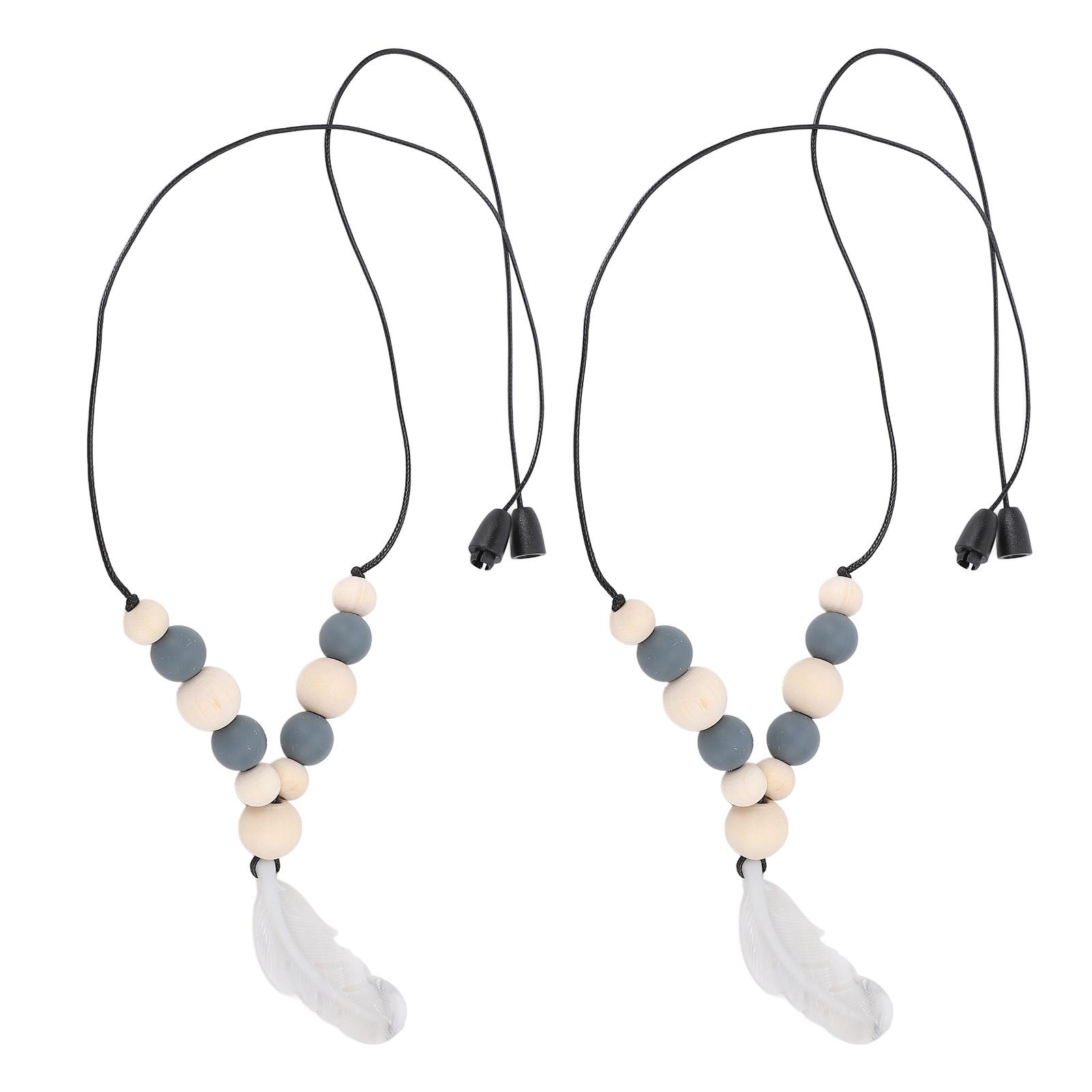 2 шт. Сенсорное ожерелье Уменьшает грызение пальцев Мягкий силиконовый жевательный кулон-ожерелье Подвеска-перо Сенсорное ожерелье Light Gray