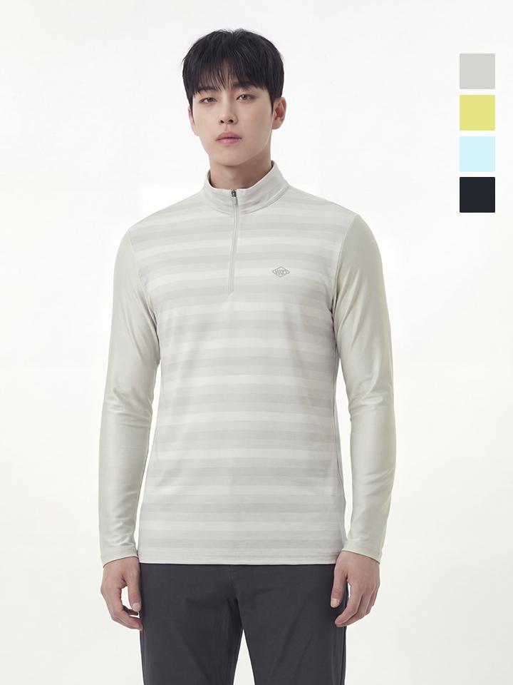 Westwood Men S Striped Long Sleeve Zip-Up Tee_Wo2Mcts323 Lime(Lm)/095