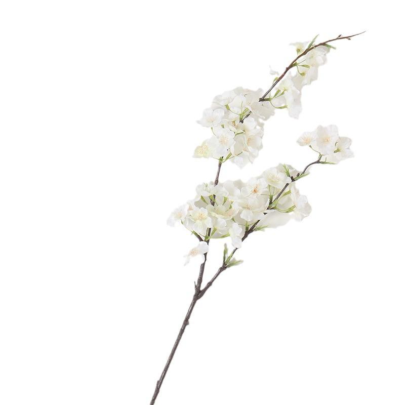 Premium Artificial Cherry Blossom Branch - Realistic Two-Forked Floral Ornament for Indoor Decor and Hotel Reception