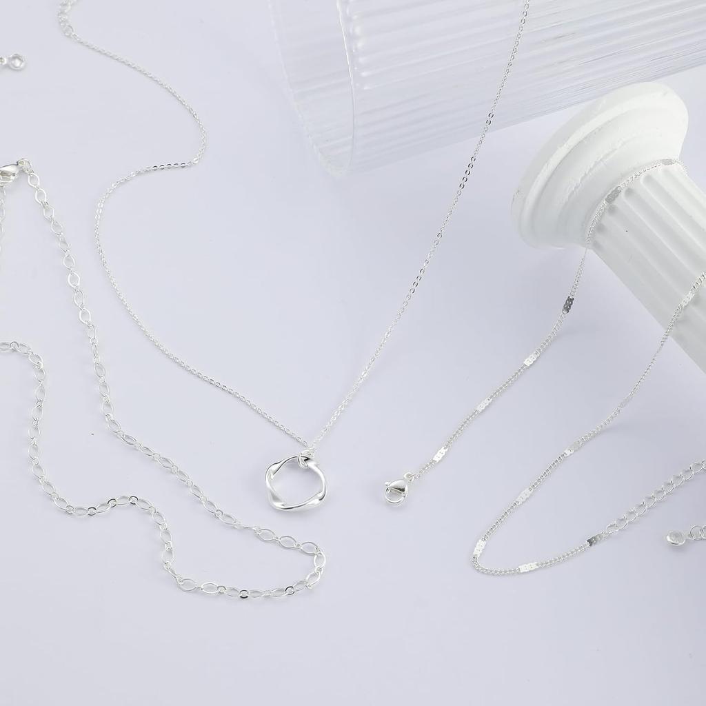 Women's layered necklace, can be worn stacked with short necklaces, trendy layered round pendant chain necklace set, women's jewelry
