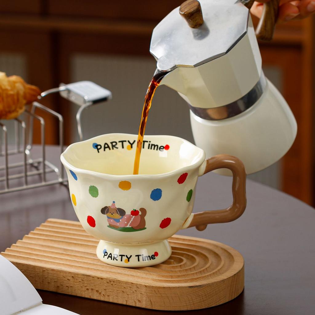 High-value mug, cute ceramic large-capacity cup with spoon, coffee milk breakfast cup, household drinking cup