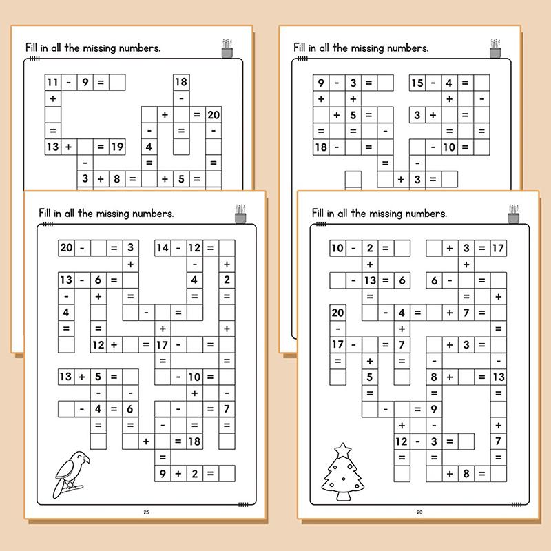 Math Crossword Puzzles Addition Subtraction Multiplication Division Criss Cross Game Math Workbook Montessori For Kids Ages 5-8