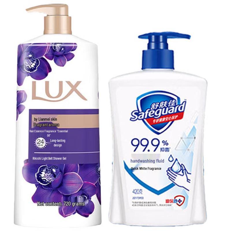 Дуэт геля для душа Lux с ароматом и мыла для рук Safeguard