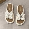 2025 Summer New Flower Beach Slippers Women's Summer Wear Seaside Vacation with Skirt Thick-soled Sandals