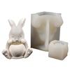 Flexible Silicone Rabbit Shape Planter Mold For Resin Art Concrete Cement Casting And Decorative Candle Container