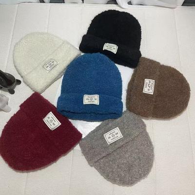 Patch Knitted Hat for Women In Autumn and Winter Warm and Ear Protecting  Soft and Waxy Thickened Plush Woolen Hat Showing A Trendy Face