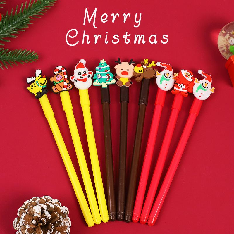 30pcs Kawaii Christmas Gel Pen Cute Christmas Tree Reindeer Santa Snowman Gift 0.5mm Black Neutral Pens School Office Stationary