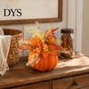 Realistic Artificial Pumpkins Fall Pumpkin Table Ornament, Foam with Flower, Maple Eye-catching Accents Leaves, Berry for Autumn Harvest Thanksgiving