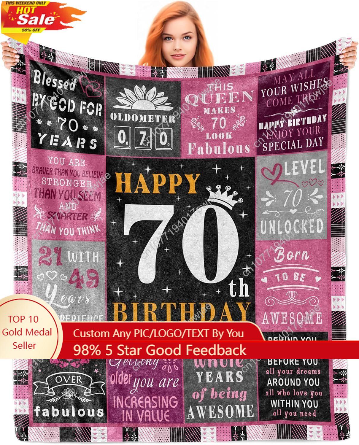 70th Birthday Gifts for Women 70th Birthday Decorations for Women, Gift for 70 Year Old Woman Happy 70 Year Old Birthday Gift 75X95CM