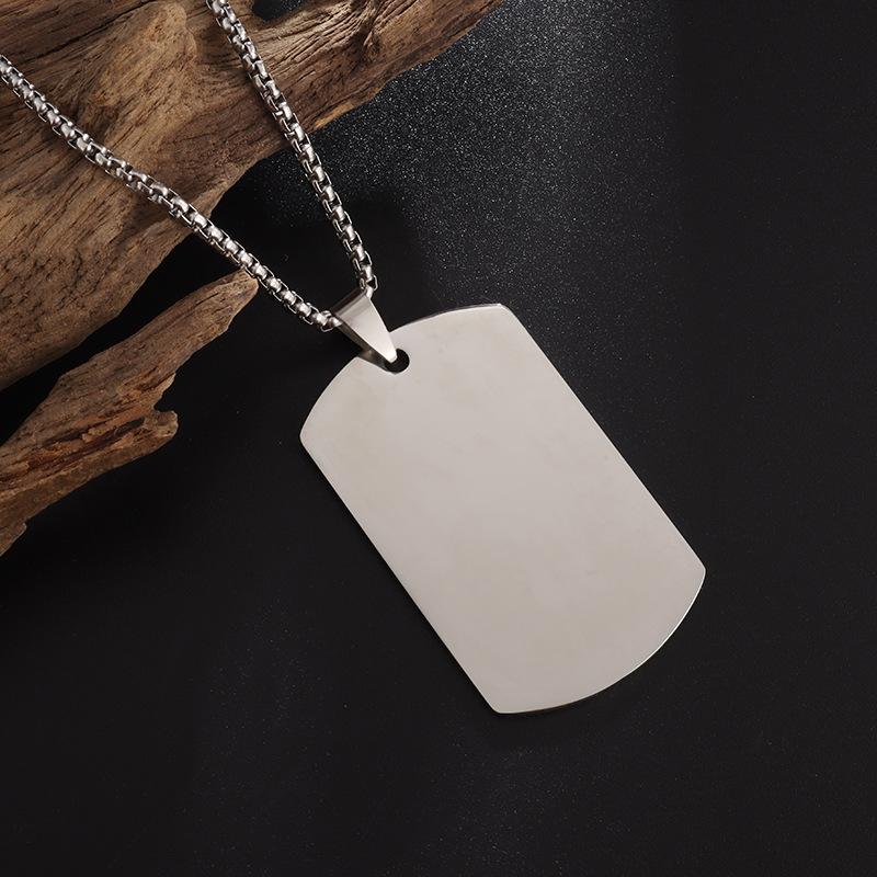 Highly Polished Square Glossy Men's Fashion Versatile Jewelry Pendant Necklace