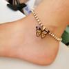 Women's Rhinestone Butterfly Pendant Anklet - Trendy Sparkling Foot Jewelry