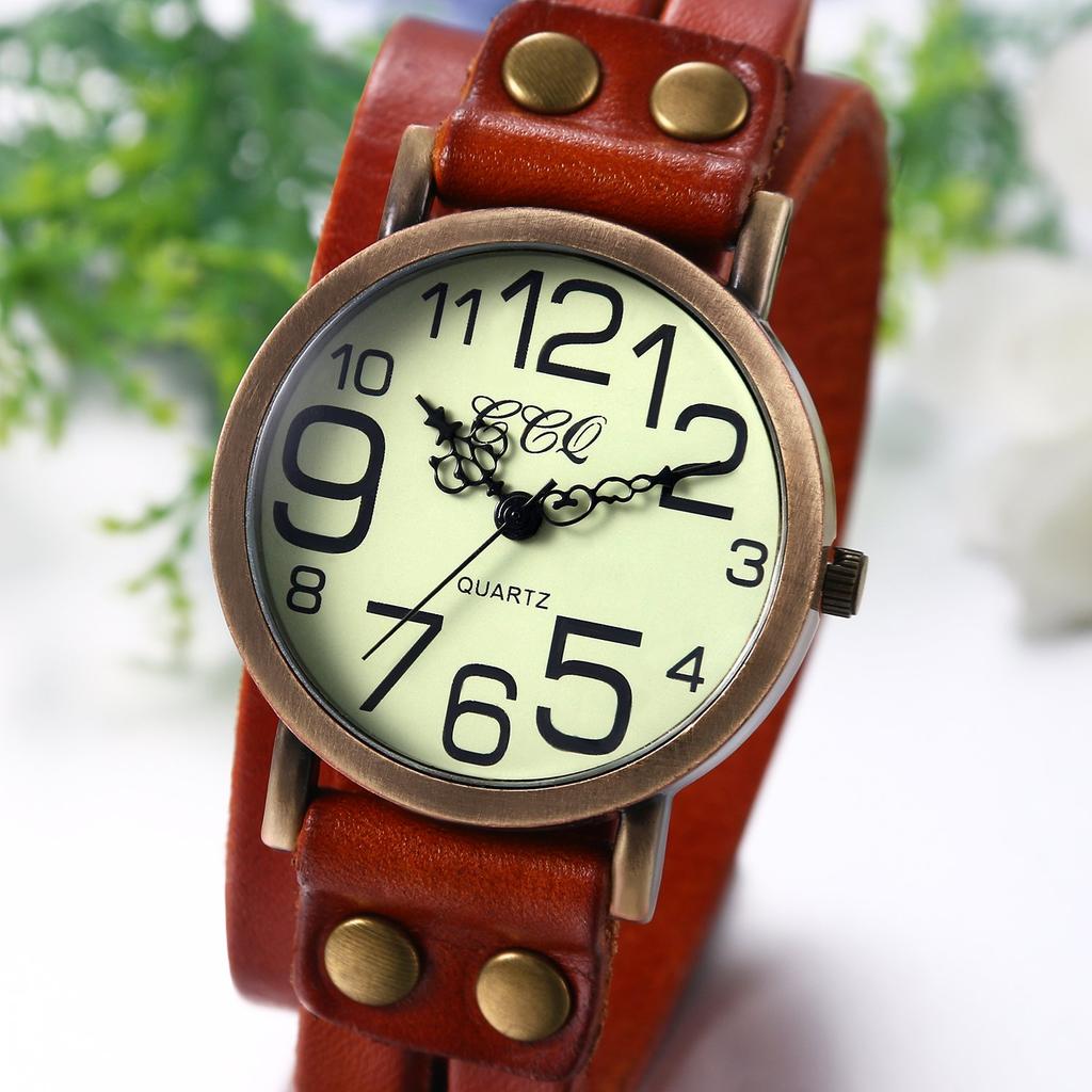 JewelryWe Antique Bracelet Analog Leather Gift for Family Watch, Waterproof, Numerals, Strap, Unisex, Casual, Popular, Birthday, Anniversary, Lover,