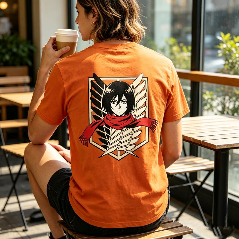 Mikasa AckerUnisex Wings of Freedom Attack On Titan Back Graphic T Shirt Unisex Unisex Cotton Short Sleeve Tee Streetwear Casual