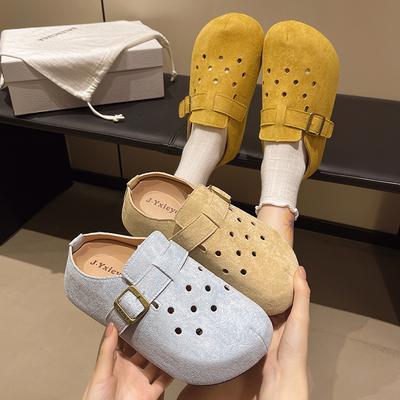 Thick-soled Bag Head and Half Slippers for Women's Outer Wear 2025 Spring and Summer New Non-slip Hole Shoes with One Foot and Soft-soled Birkenstoc