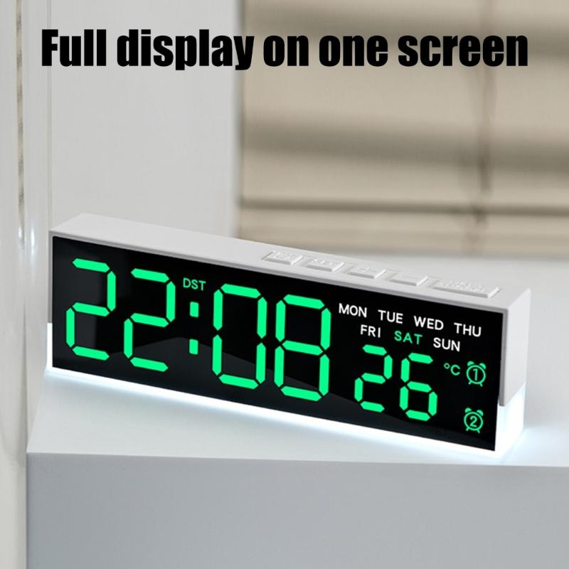 Night Light Digital Alarm Clock Electric Desk Clock with Indoor Temperature Loud Alarm Day of Week for Living Room