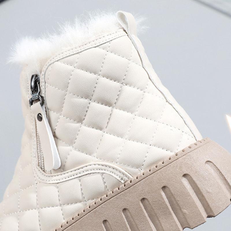 Women's Boots Winter Velvet Warm Shoes Casual Mid Top Girls Shoes Trendy Thick Bottom Comfortable Womens Snow Boots Solid
