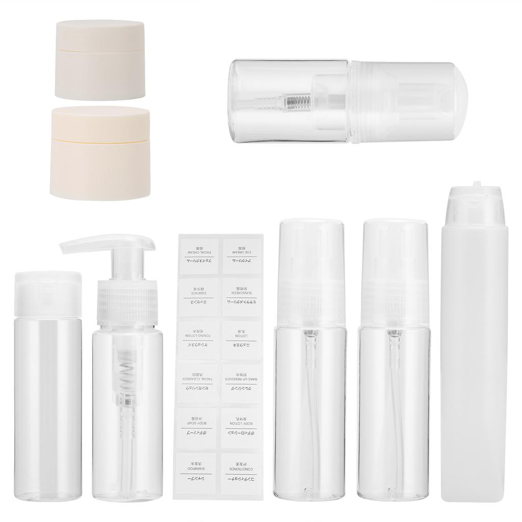8Pcs Plastic Travel Bottle Set Leakproof Cosmetic Toiletry Travel Containers Spray Bottles