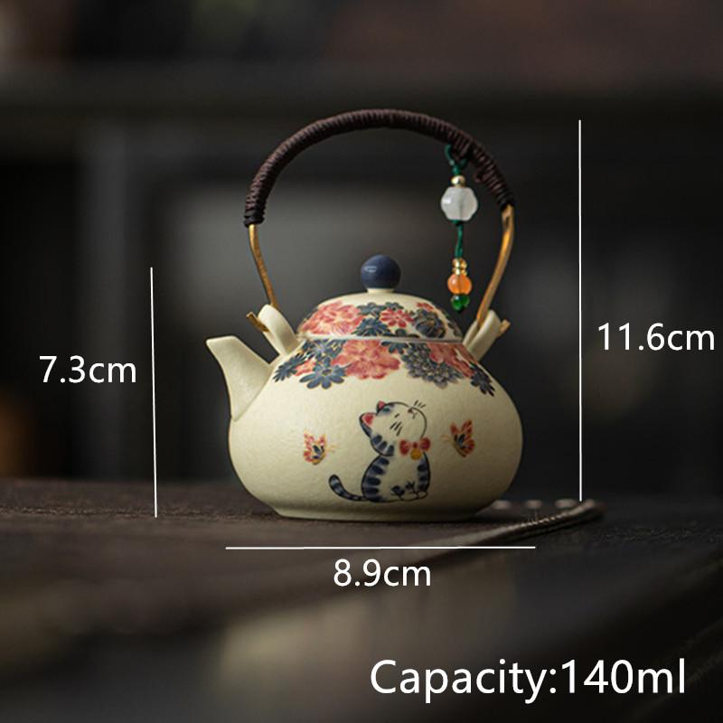 

Chinese Cute Cat Flowers Ceramic Teapots Creative Handmade Tea Pot Beauty Tea Infuser Kettle Portable Tea Set Household Teaware