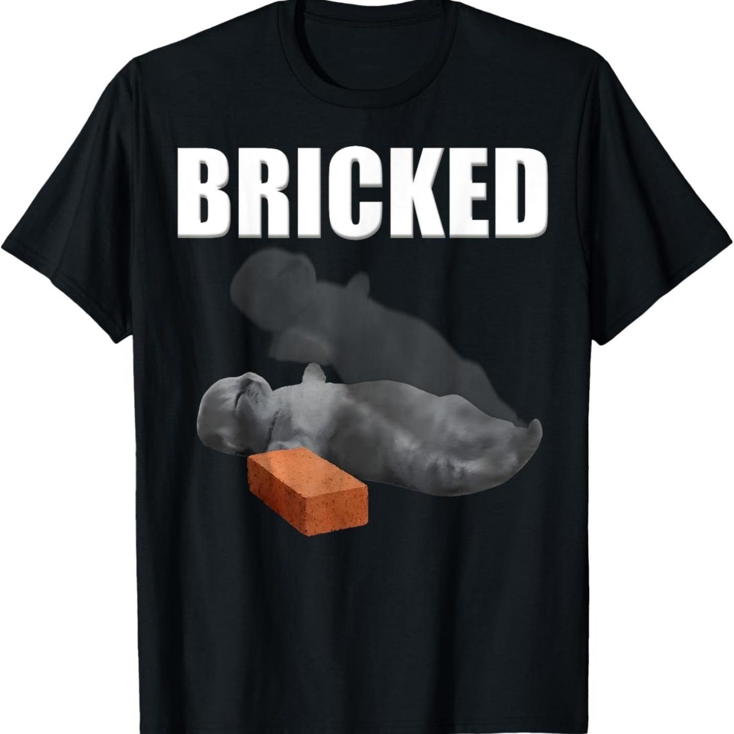 Bricked Funny Cat Knocked Out Brick Cat Meme Silly Weird T-Shirt S