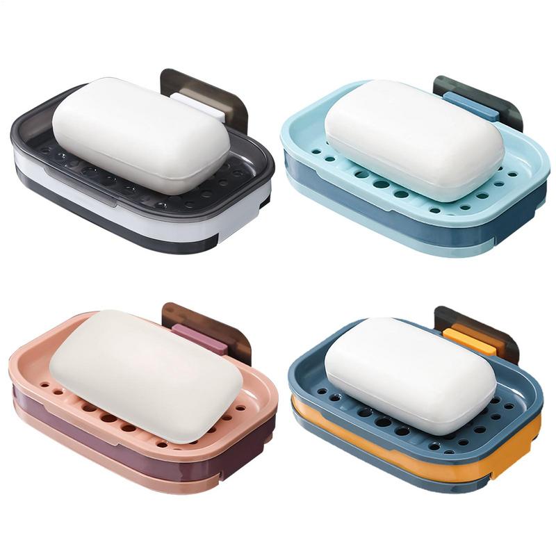 Bathroom Soap Holder Wall Mount Wall Mounted Draining Soap Saver For Bathroom Tile Soap Dish Soap Self-Adhesive Bathroom