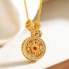 New Chinese-style Enamel Antique Gold Rotating Auspicious Eight Treasures Compass Bubble Ring Necklace Round Pendant