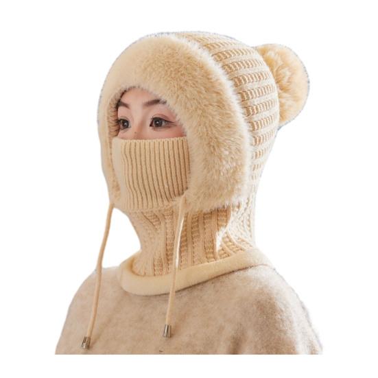 Knitted Hat Women Windproof Insulated Design Soft Fleece Lining 3-in-1 Winter Warm Hat Outdoor Adventures Skiing Hiking Headgear