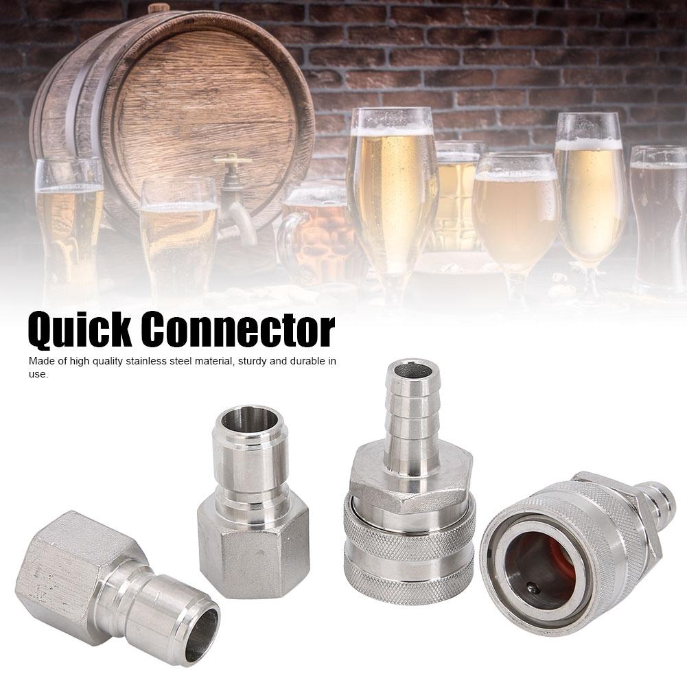 Stainless Steel G1/2in Thread Quick Connector Beer Barrel Connector Adapter Home Brew Fitting
