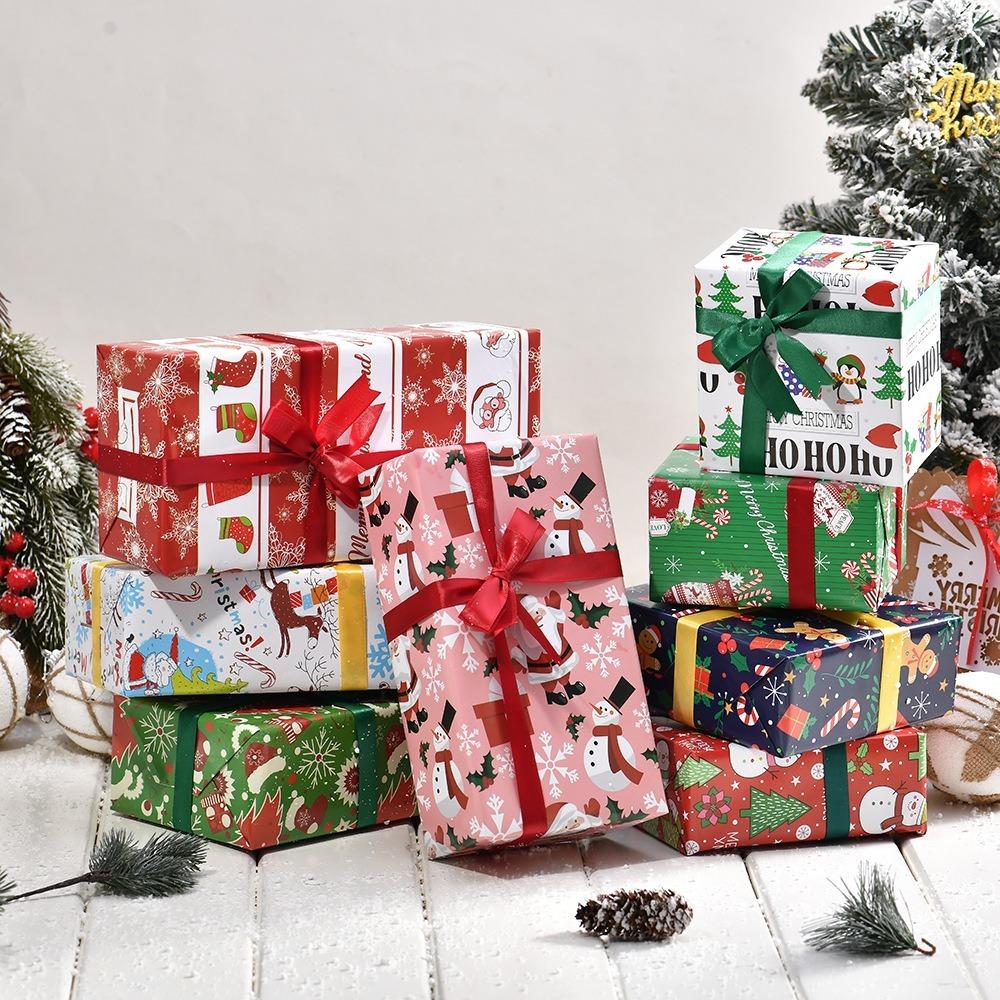 Fashion 50x70cm Packaging Paper Snowman/Santa Claus DIY Christmas Decoration Colorful Craft Wrapping Paper Sheets Roll Gift