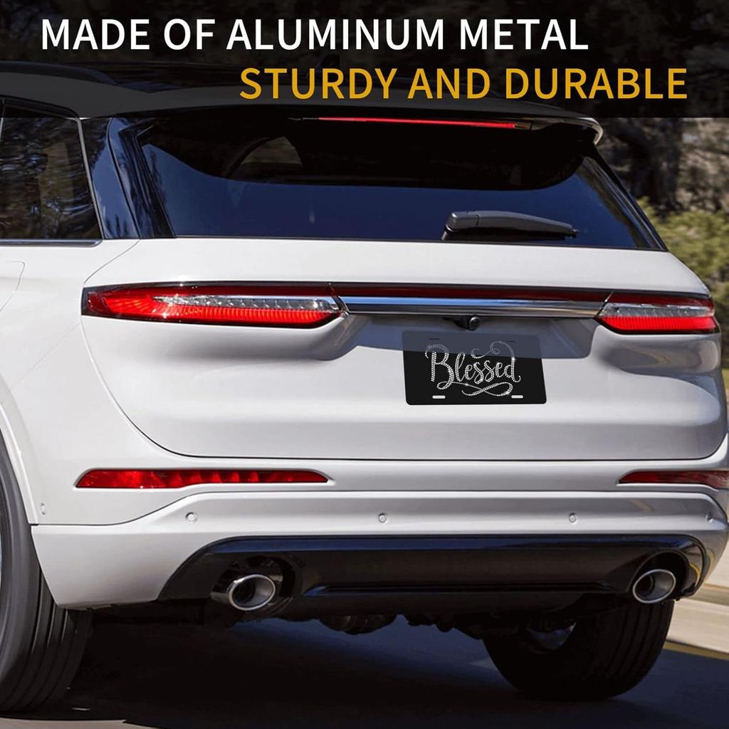 Blessed Front License Plate Aluminum Decorative License Plates Funny Metal Car Plate 6"X12" Novelty Vanity Tag Cover With 4 Holes Car Decor Accessory