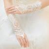 Top Hot Bride Wedding Fashionable Short Gloves Beads Rhinestone Fingerless Gloves Lace