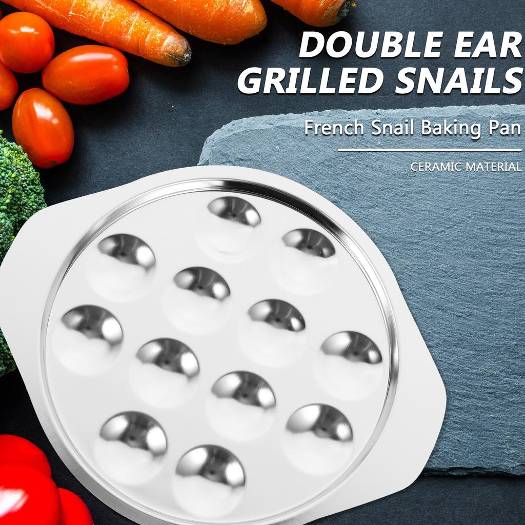 2 Pcs Stainless Steel Snail Plate Escargot Dish Tray 12 Conch Baking Tray Compartment Baking Tool Kitchen Gadget