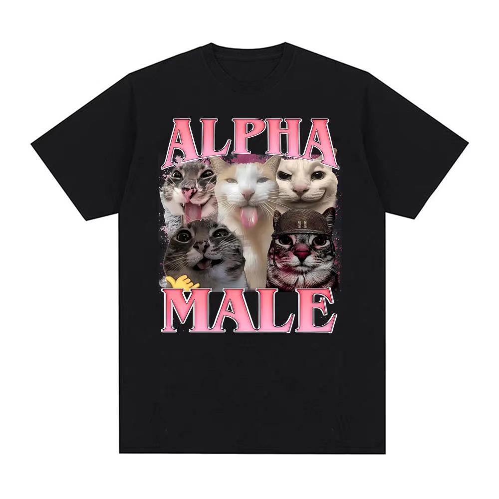 

Alpha Male Funny Cat Meme T-Shirt Men s Clothing Harajuku Fashion Classic Summer Tee Shirt Casual Oversized High Quality T Shirt 5XL
