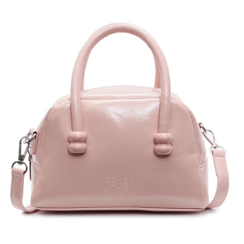 Textured Korean Glossy Handbag 2025 New Niche Design Boston Bag Casual Commuter Women's Messenger Bag