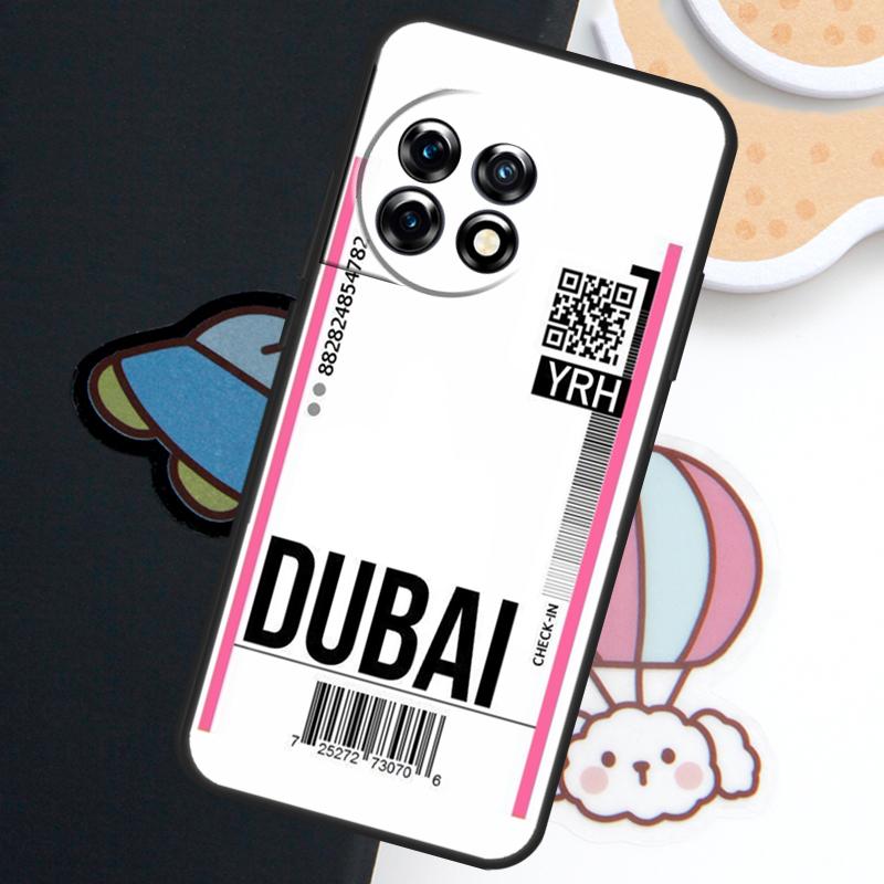 Fly Ticket Air Tickets Travel Label Case For OnePlus Nord N30 N20 CE 5 3 4 Lite OnePlus 15 13 12 11 9 8 10 Pro 10T 13R 15R Cover