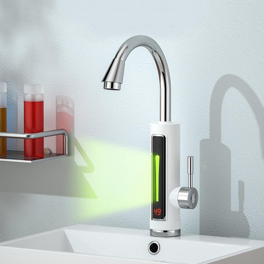 3300W IPX4 Electric Kitchen Water-Heater Instant Hot Water Faucet-Heater Temperature Display Tankless Instantaneous Water 220V/50HZ