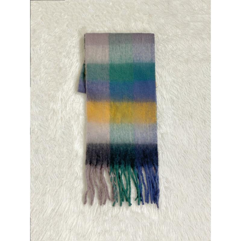 Rainbow Scarf Female Winter Shawl Couple Colorful Plaid Warm and Thickened Ins Fashion Cute Girl Student Versatile