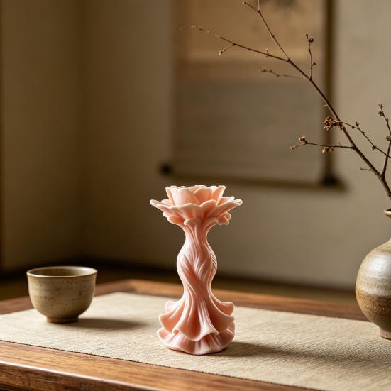 3D Printed Elegant Twisted Dress Figurine, Small Rose Flower Statue for Living Room, Bedroom, Shelf, TV Cabinet Decor