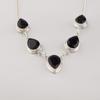 Schwarzer Onyx Edelstein 925 Sterling Silber Handgefertigte Damen Halskette, Hochzeitsschmuck RN-1-17
