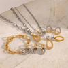 Elegant Stainless Steel Texture Jewelry Set with Round Stripes Designs Includes Necklace Earrings and Bracelet