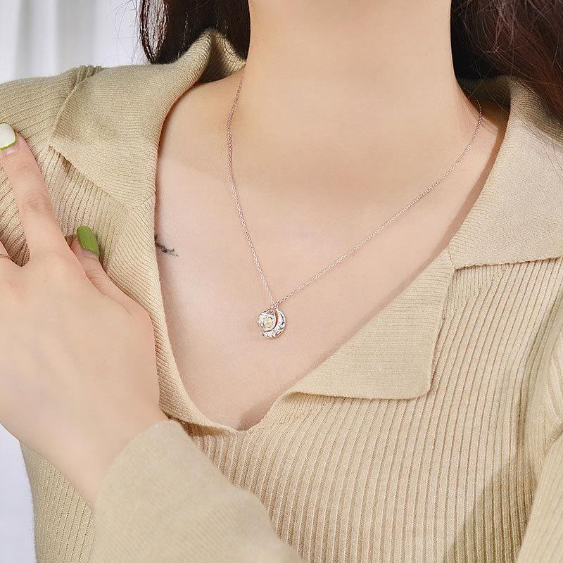 Texture Lava Moon Droplet Shaped Pearl Necklace Irregular Geometry Collarbone Chain French