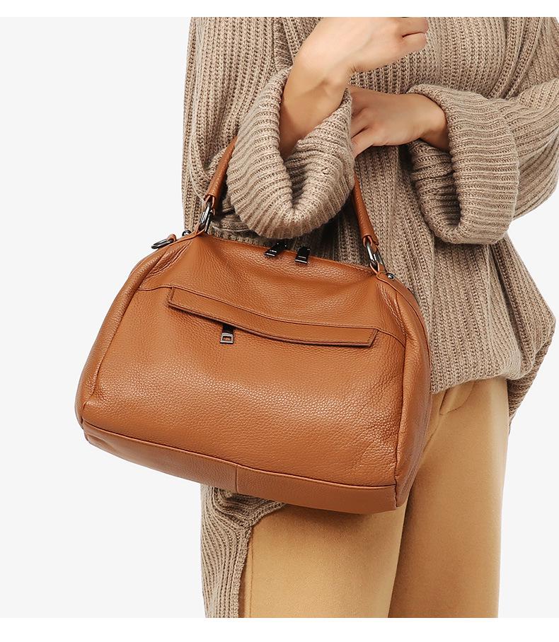 European & American Style Large Capacity Women's Soft Cowhide Handbag - Autumn/Winter Simple Fashion Shoulder Bag