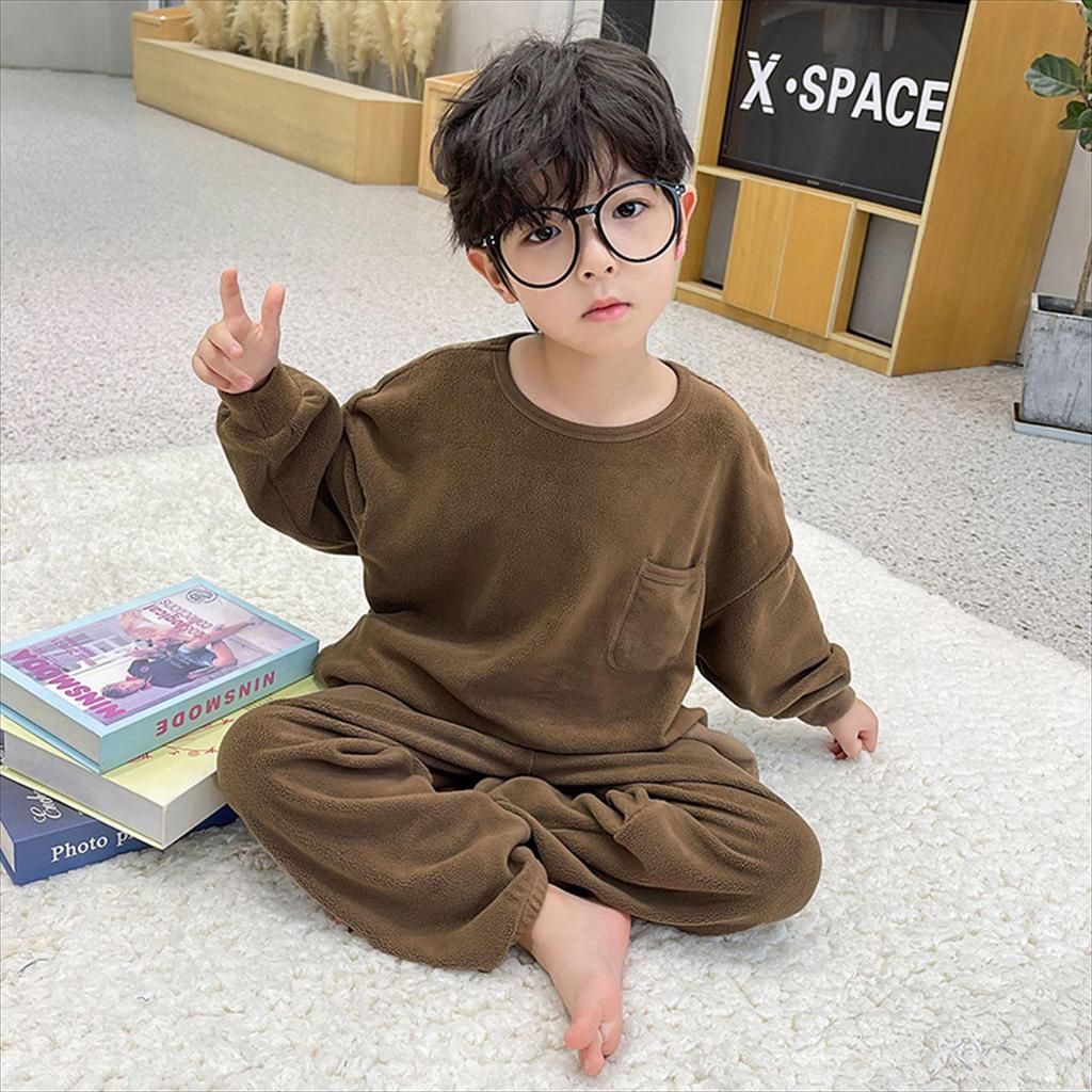 Boys' Autumn/Winter Fleece Pajama Set - Velvet, Mid/Large Kids