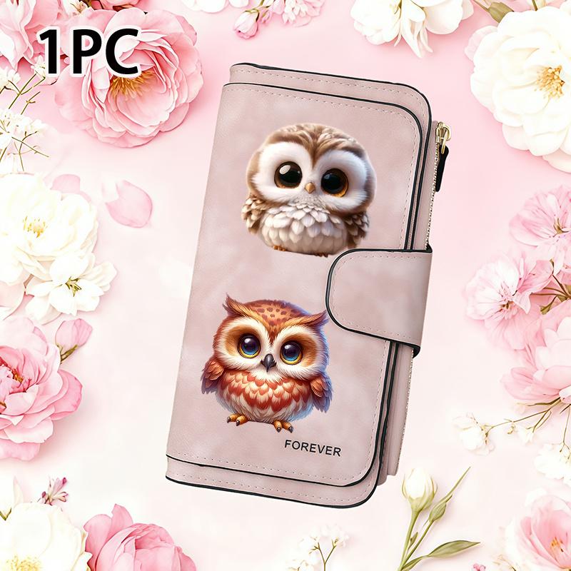 Cute Owl Women's Long Wallet, Multifunctional Wallet, Portable Snap Coin Purse, Suitable for Birthday Gifts and Daily Commuting, A Choice for Owl