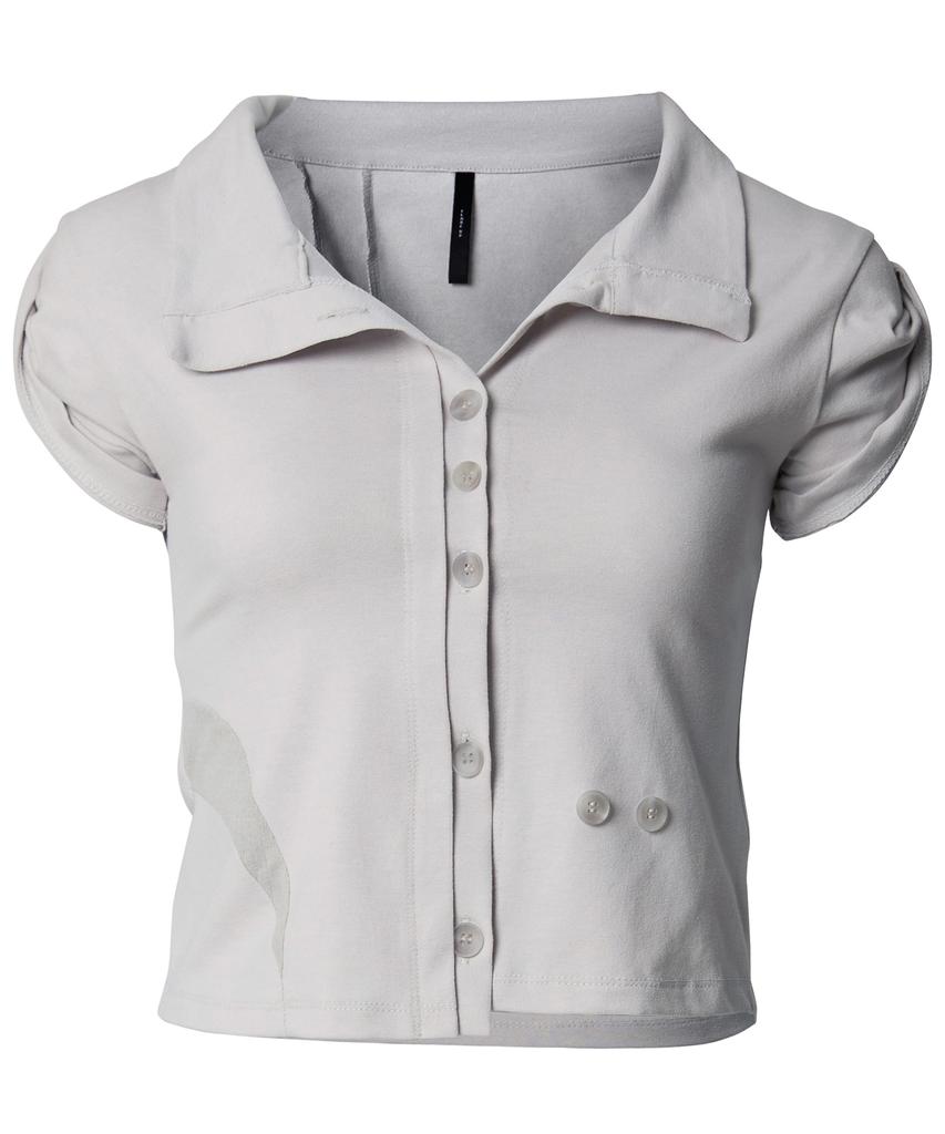 Peulleeoeob Paneled Half Shirts (Fl-123_Gray)