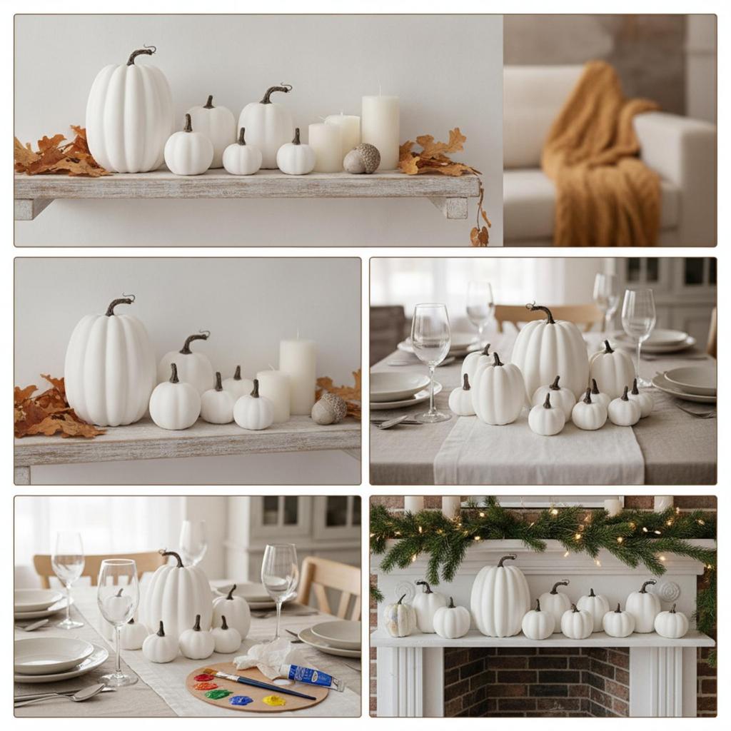 14 Pieces Artificial Pumpkins Paintable Faux Pumpkin Set