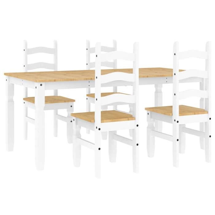 VidaXL Panama 5 Pcs Dining Set White Solid Pine Wood, Dining Table Set, Kitchen Table and Chairs, 3345211