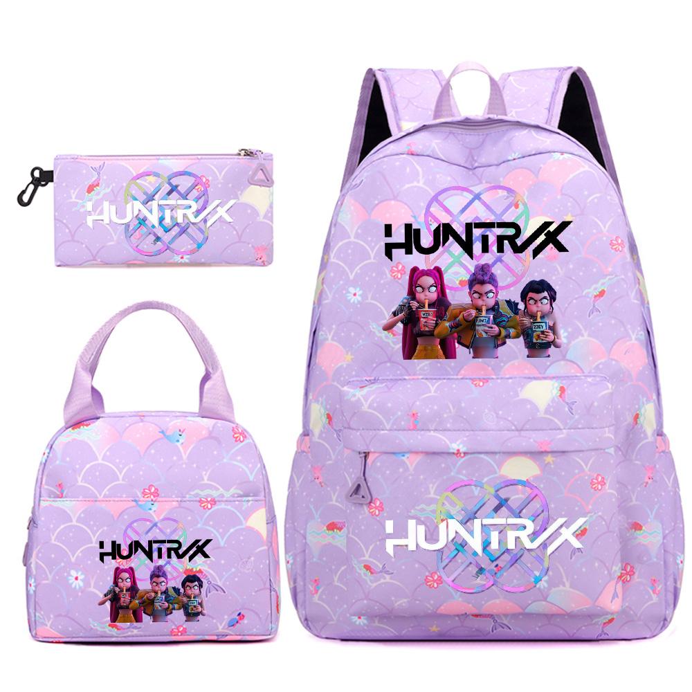 3Pcs/set Cute Kpop Printed Backpack Handbag Pencil Case for Teenger Student Girl Boy Schoolbag Kid Bookbag Large Capacity Travel Bag Gift Mochila